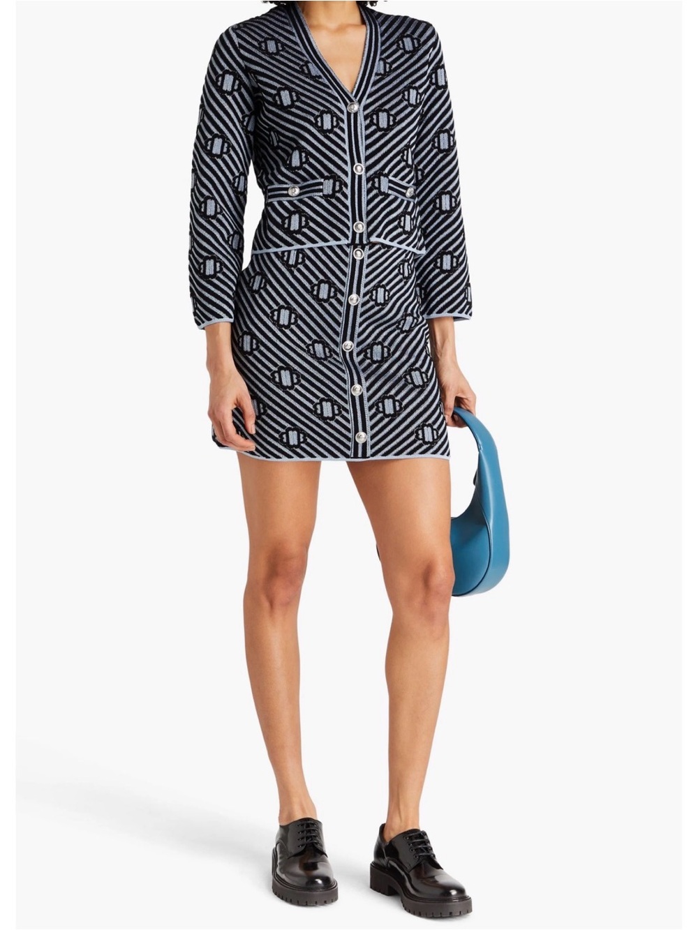 MAJE Metallic Jacquard-Knit Mini Skirt